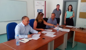 Prof. Ethem Ceku, Dean of Faculty of Education and Ms. Arberie Nagavci, Director of Education Department signing the MOU