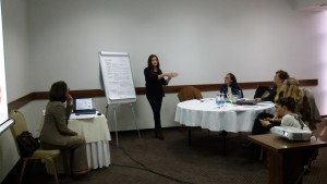 Vjosa Ukaj, Marketing Manager of Elnor Furniture presenting the group work